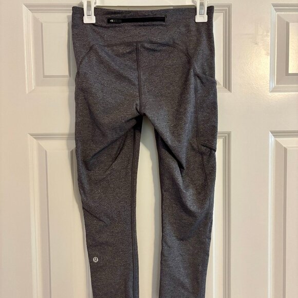 Lululemon Speed Up Crop Heather Gray 19" Side Pocket Mid Rise Leggings Women 6 - Picture 3 of 11